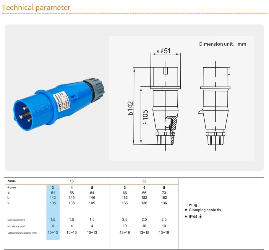 Weipu Typ231 16A 230V Electrical Plugs Sockets Electrical Plugs Sockets Industrial Plugs