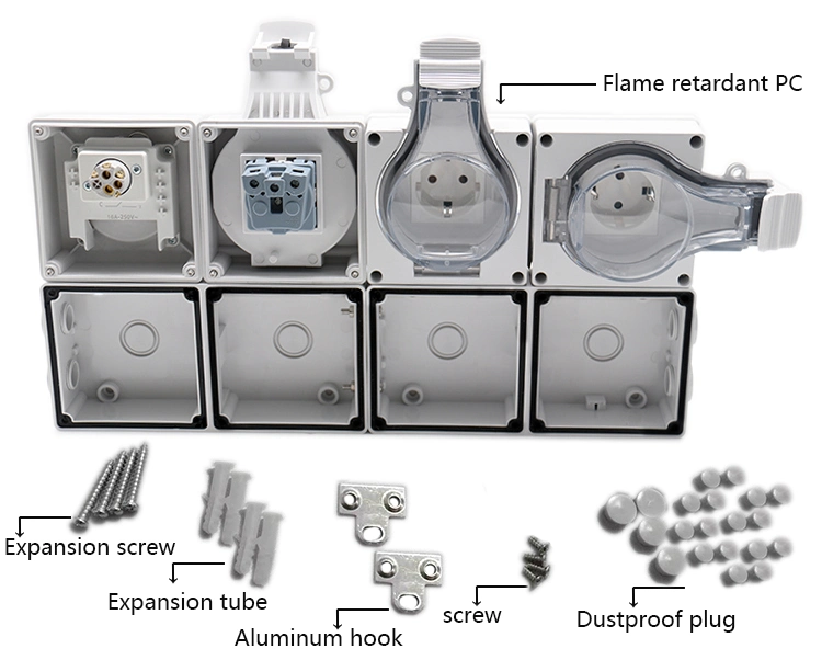 IP66 Germany Style 250V 16A Waterproof Industrial Wall Switch Sockets