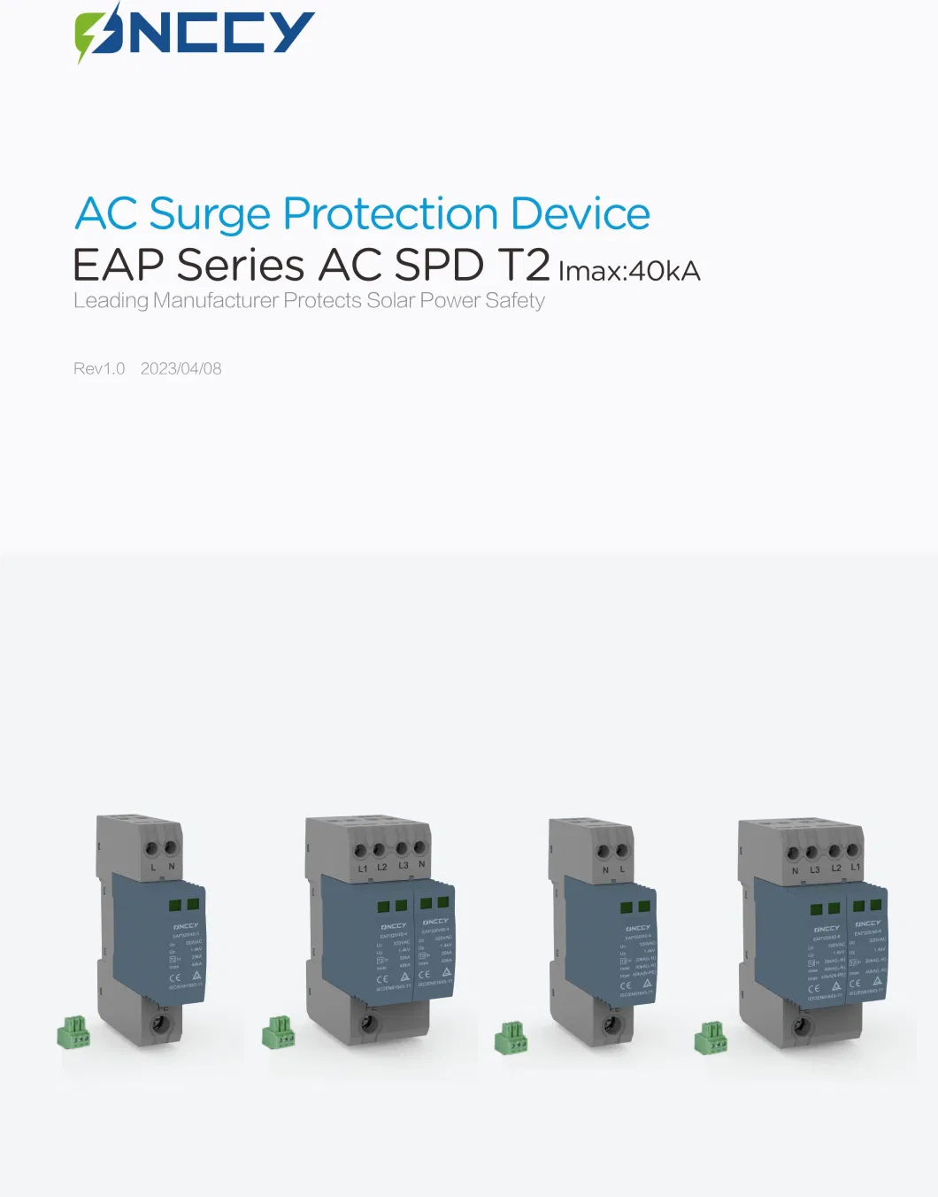 Imax: 50ka 4p AC Surge Protection Device (AC SPD) 440V T1+T2 for Solar PV Photovoltaic System