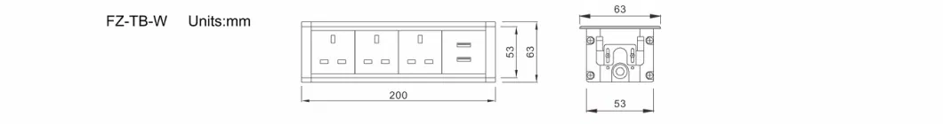 Flat Alu Profile Clamped PDU Desktop Socket/Office Socket/Table Socket/Power Management